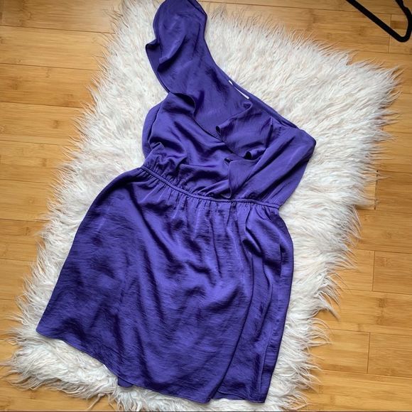 BCBGeneration Shoulder Ruffle Purple Dress - Picture 2 of 5